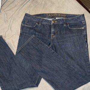 Lands' End Women's Classic Dark Blue Straight Leg Jeans